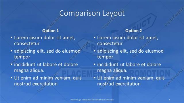 Comparison presentation slide layout