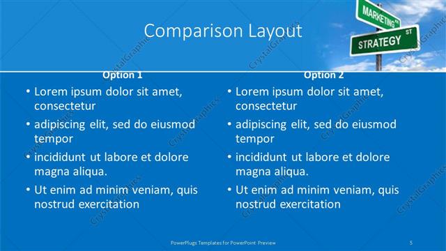 Comparison presentation slide layout