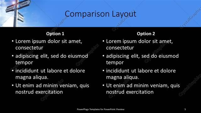 Comparison presentation slide layout