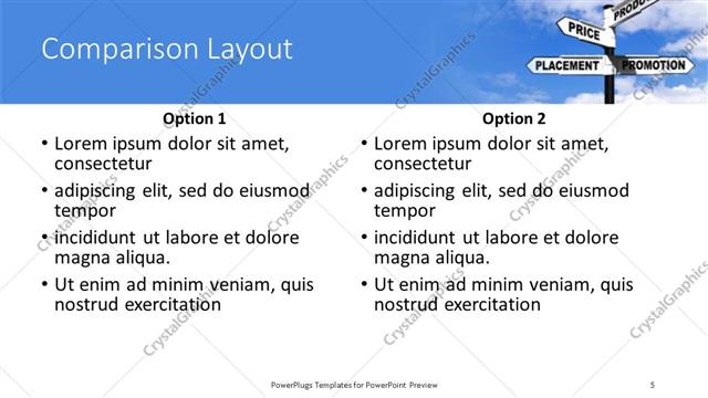 Comparison presentation slide layout
