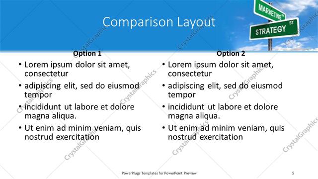 Comparison presentation slide layout