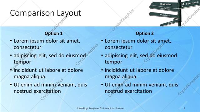 Comparison presentation slide layout