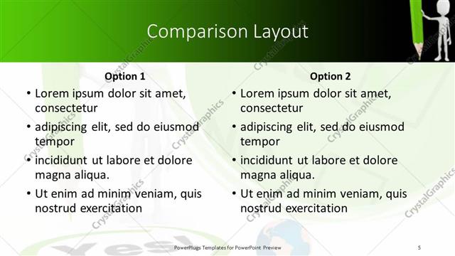 Comparison presentation slide layout