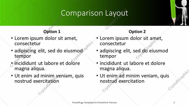 Comparison presentation slide layout