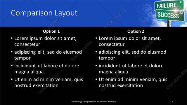 Comparison presentation slide layout
