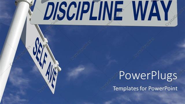  Presentation with way - A number of signs with sky in the background