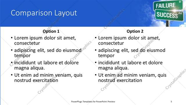 Comparison presentation slide layout