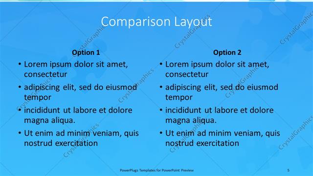 Comparison presentation slide layout