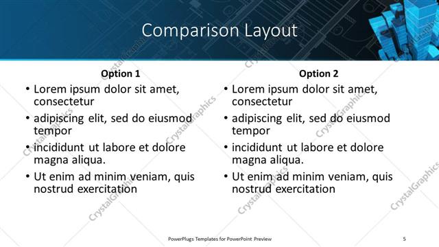 Comparison presentation slide layout