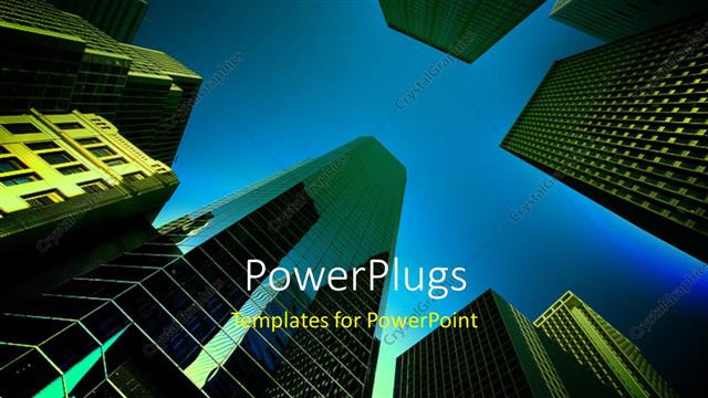  Presentation with rise - A number of sky scrappers with bluish background and place for text
