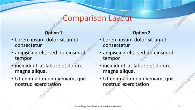 Comparison presentation slide layout