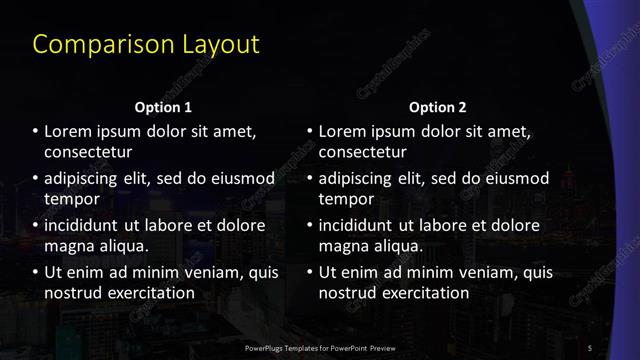 Comparison presentation slide layout