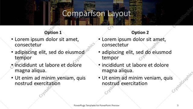 Comparison presentation slide layout