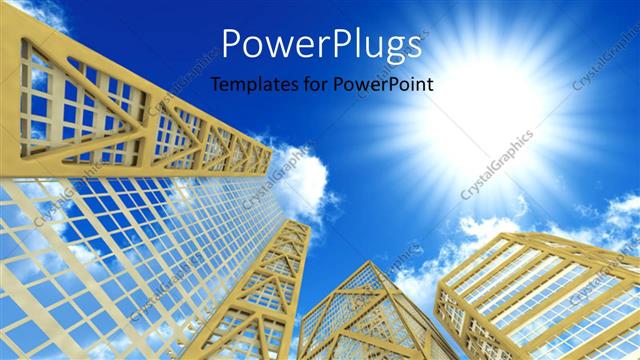  Presentation with sky sun - A number of skyscrapers with sun in the background