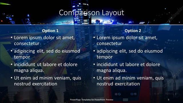 Comparison presentation slide layout