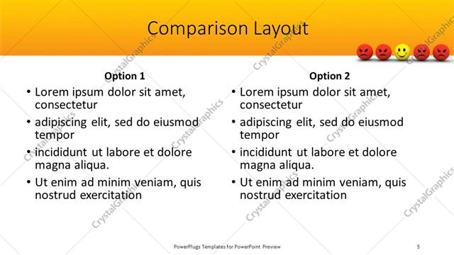 Comparison presentation slide layout