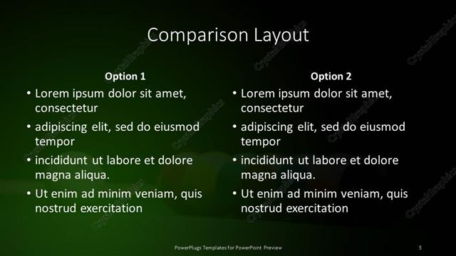 Comparison presentation slide layout