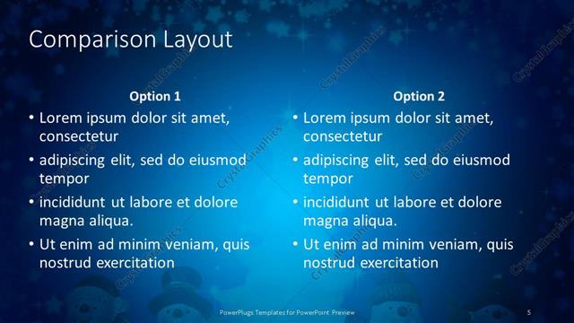 Comparison presentation slide layout