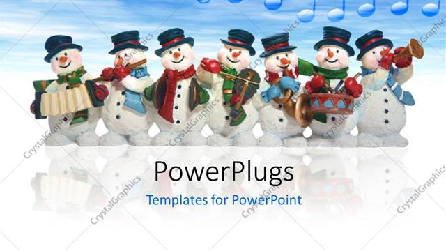  Presentation with snowmen - A number of snowmen with clouds in background