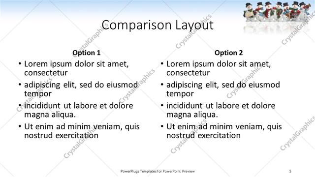 Comparison presentation slide layout