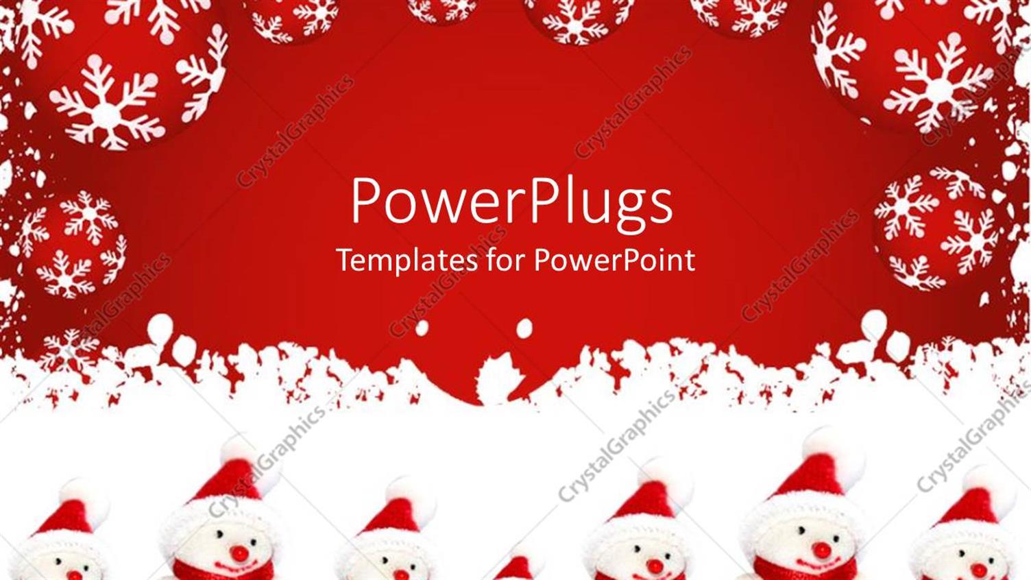 Featuring a Number of Snowmen with Red Background