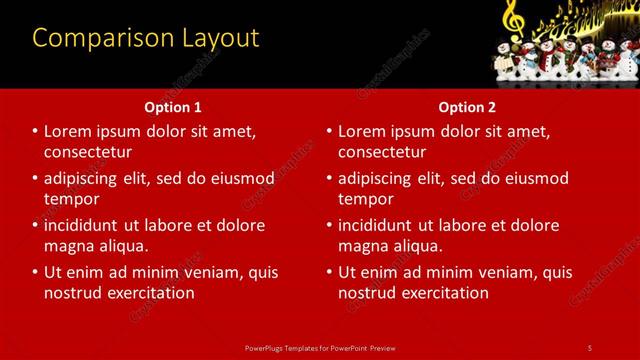 Comparison presentation slide layout