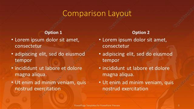 Comparison presentation slide layout