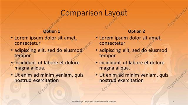 Comparison presentation slide layout