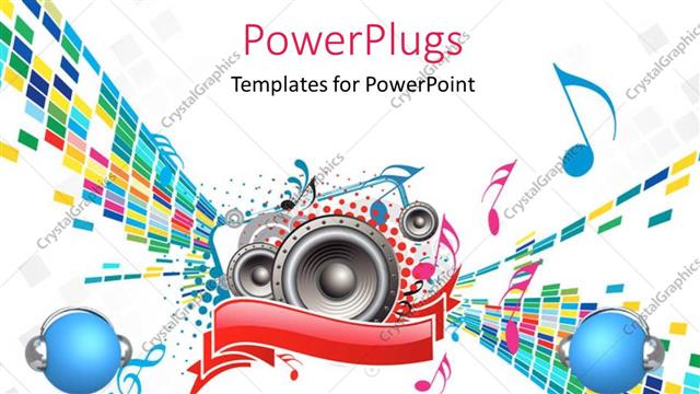  Presentation with speakers - A number of speakers with various music signs