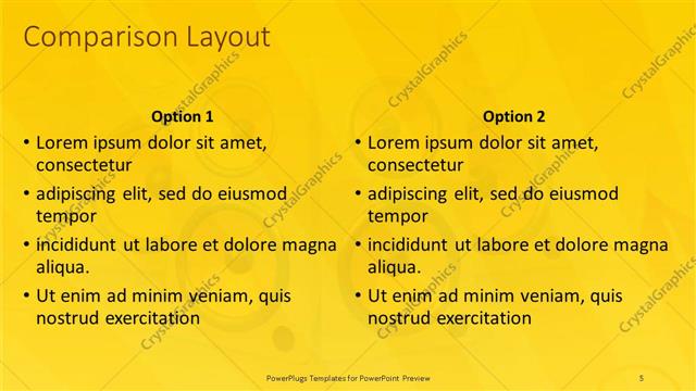 Comparison presentation slide layout