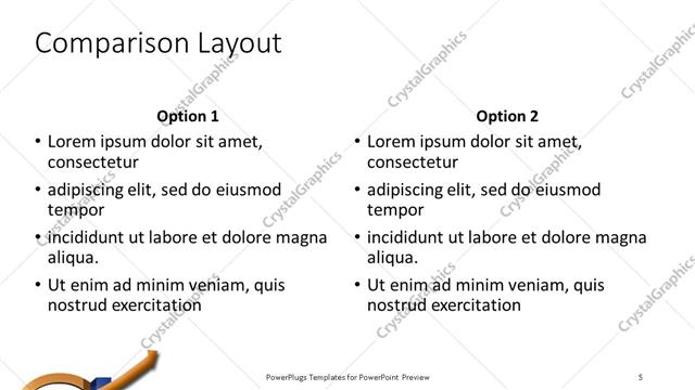 Comparison presentation slide layout