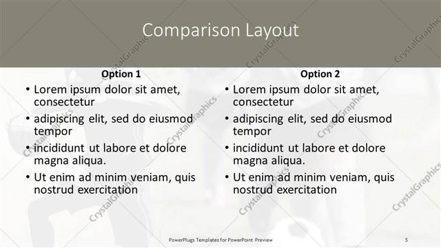 Comparison presentation slide layout