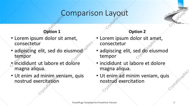 Comparison presentation slide layout