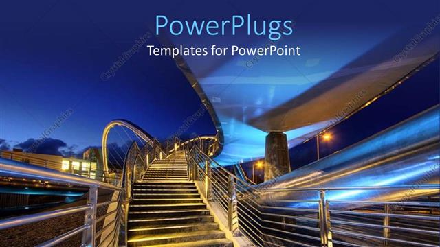  Presentation with upwards - A number of stairs going upwards with bluish background