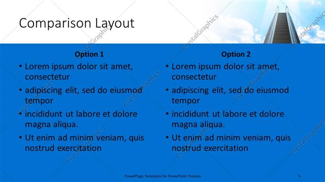 Comparison presentation slide layout