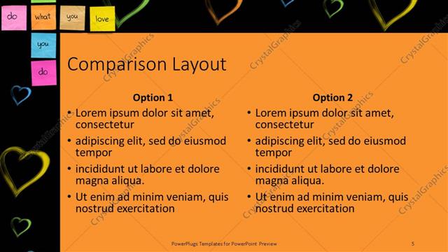 Comparison presentation slide layout