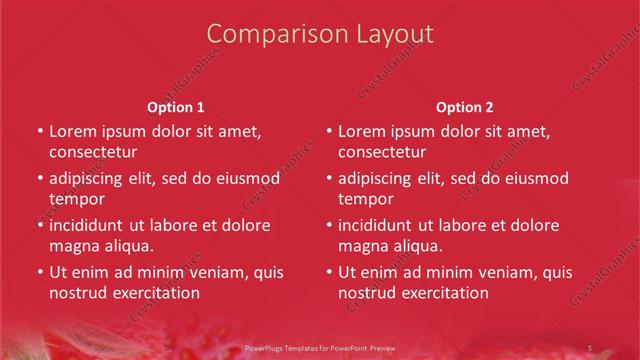 Comparison presentation slide layout