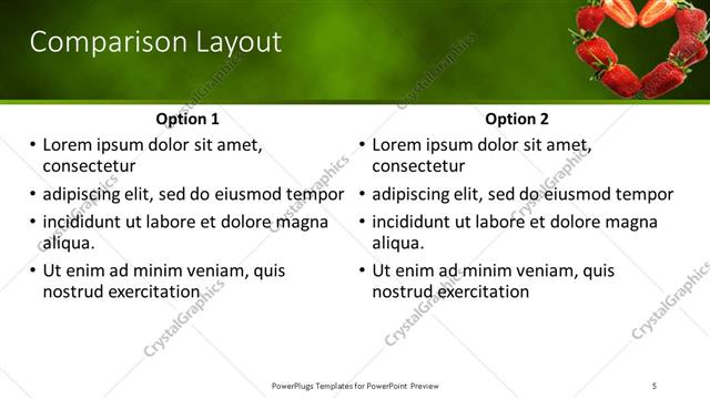 Comparison presentation slide layout
