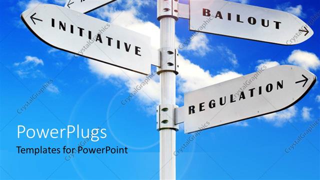  Presentation with economy - A number of street signs with sky in the background