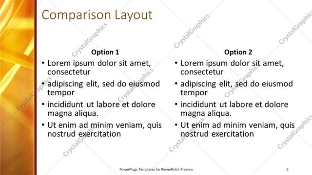 Comparison presentation slide layout