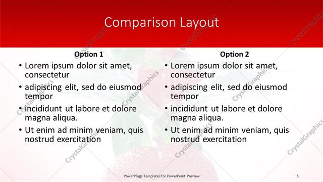 Comparison presentation slide layout