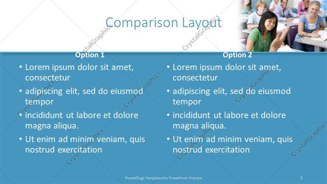Comparison presentation slide layout