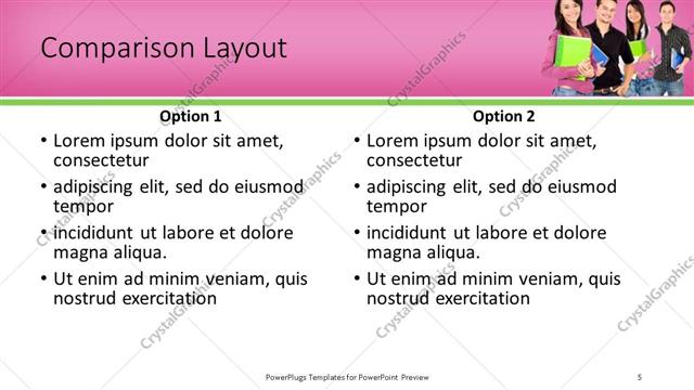 Comparison presentation slide layout
