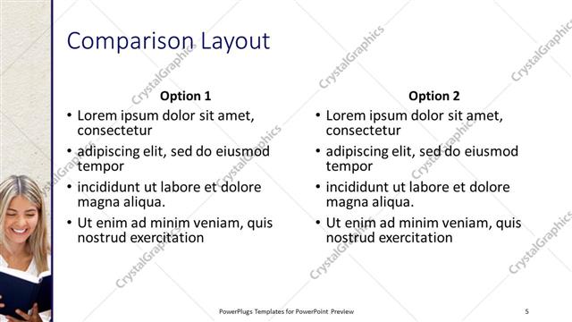 Comparison presentation slide layout
