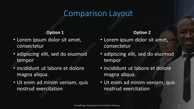 Comparison presentation slide layout