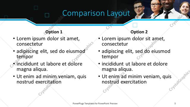 Comparison presentation slide layout