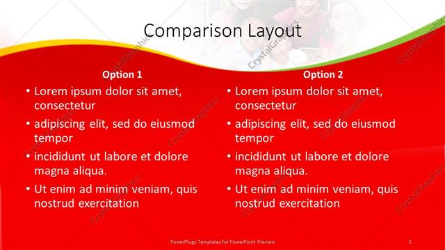 Comparison presentation slide layout