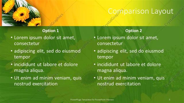 Comparison presentation slide layout