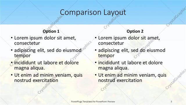 Comparison presentation slide layout