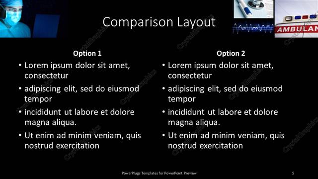 Comparison presentation slide layout
